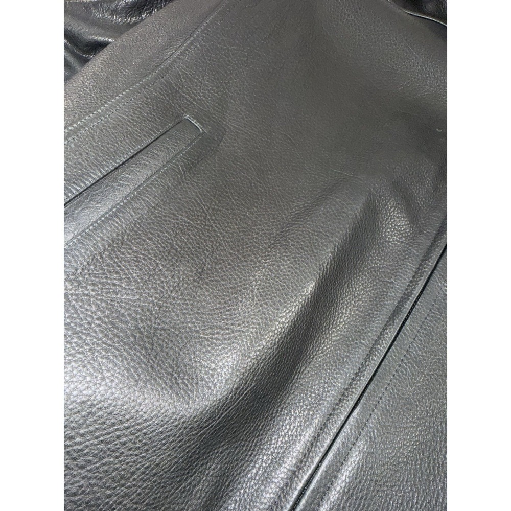 Vintage Calvin Klein Men's Leather Jacket XL Black Full Zip Wool Lined Coat - Picture 6 of 12